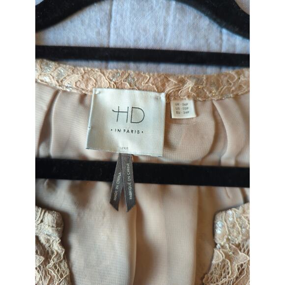 Anthropologie HD in Paris Verga Lace Blouse in Beige / Metallic size 2p - Picture 3 of 5